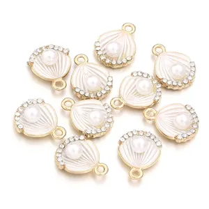 Pendeloques coquillage perle en alliage pour bracelets et accessoires de bijoux DIY.