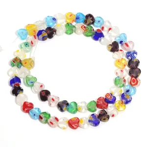 Millefiori glass heart beads colorful love DIY bracelet jewelry making craft supplies