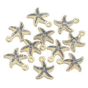 Pendentifs étoile de mer en émail doré pour bijoux DIY, superbes accessoires de colliers.