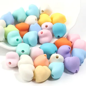 Acrylic Heart Loose Beads Rubber Feel Paint Peach Heart DIY Bracelet Necklace Apparel Accessories Craft Supplies