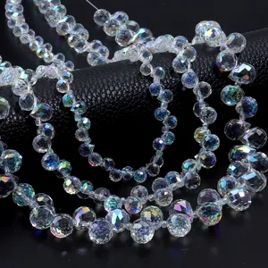 AB Coated Crystal Glass Beads Faceted Teardrop Loose Beads for DIY Handmade Necklace Bracelet