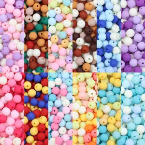 Colorful acrylic rubber paint round beads detail display for DIY handmade jewelry accessories.