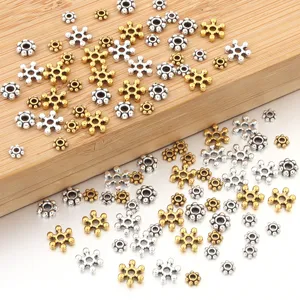 Perline distanziali fiore in lega fai da te gioielli vintage oro argento sfuse accessori
