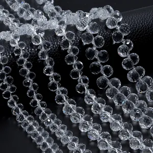 Transparent faceted crystal glass beads, ideal for DIY handmade necklaces, bracelets.