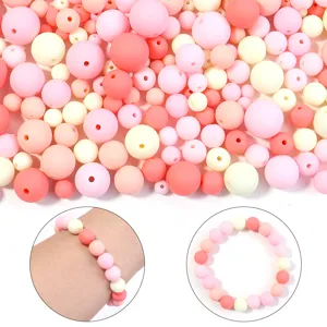 6-16mm Acrylic Rubber Round Beads Soft Touch DIY Jewelry Making Accessories Craft Beads