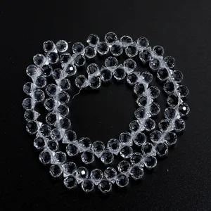 Clear faceted glass crystal teardrop beads loose strands for handmade jewelry DIY crafts.