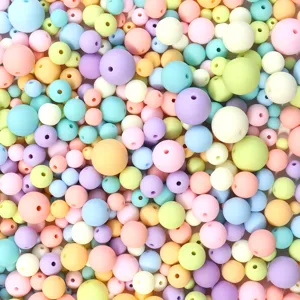 Colorful pastel matte round beads bulk set for DIY jewelry making and craft accessories