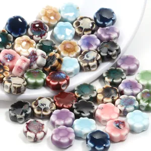 Perles en Céramique Marguerite Colorée Perles en Porcelaine pour Fabrication de Bijoux DIY Bracelet Collier Accessoires