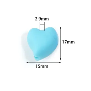 Blue heart acrylic loose bead for DIY jewelry making, bracelets, and apparel crafts.