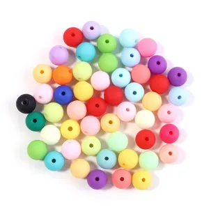 Colorful acrylic matte rubber paint DIY round spacer beads with center hole detail.