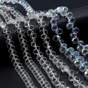 AB plated crystal glass faceted teardrop loose beads for handmade DIY jewelry making necklaces