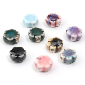 Perles en céramique marguerite colorées perles de fleurs en vrac pour bijoux bracelets DIY.