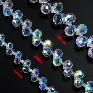 AB coated glass crystal beads faceted drop loose beads for DIY handmade jewelry necklace making