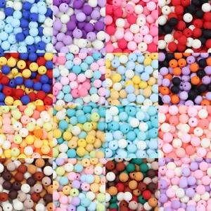 Matte Acrylic Round Loose Beads For DIY Bracelet Necklace Jewelry Making Painted Rubber Feel Craft Beads Multicolor