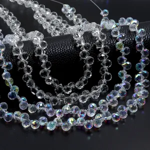Clear AB coated crystal glass faceted drop beads for DIY handmade jewelry necklace making
