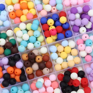 Matte rubber finish round beads in storage box DIY jewelry making accessories 6-16mm colorful