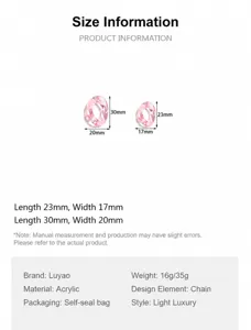 Acrylic open jump ring chain buckle detail, size specs and measurements for DIY jewelry.