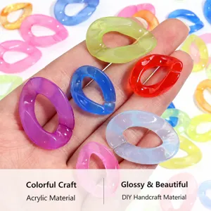 Acrylic open jump rings colorful jelly chain links for DIY jewelry making and accessories detail