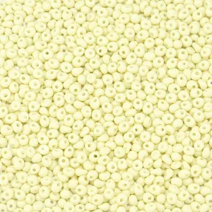 Pale yellow drop glass seed beads detail, perfect for DIY jewelry making and crafting.