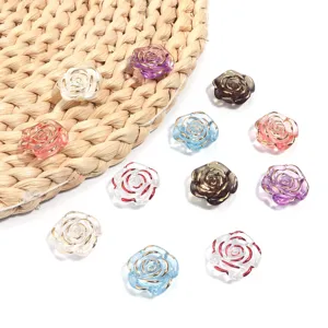 Harz goldgeprägte Rosen Perlen für DIY handgemachte Schmuck Zubehör Bunt 50 Stück