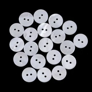 Natural white shell two-hole buttons for shirts, cardigans, and garments clothing accessories.