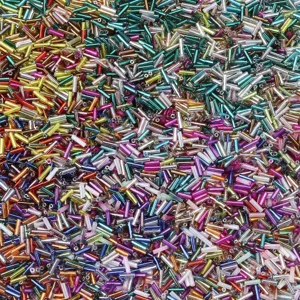 Perline di vetro bugle mix 6mm colorate metalliche tubolari per gioielli fai da te dettagli