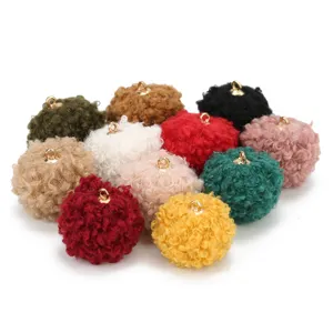20mm fluffy teddy fleece pom pom charms with metal loop for DIY jewelry, bag and earring making.