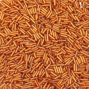 Perline tubolari in vetro arancione da 6mm sfuse per creazione di gioielli e bracciali DIY.