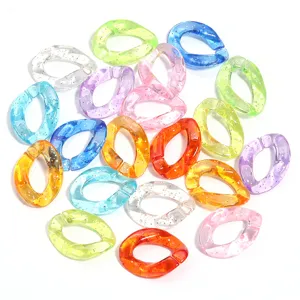 Colorful acrylic open rings glitter chain links DIY jewelry accessories for bags and glasses