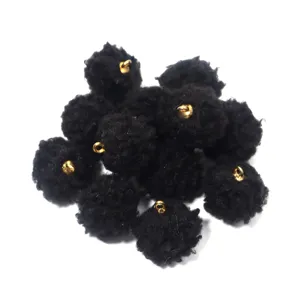 20mm black teddy fur pom pom pendant lamb wool ball DIY jewelry bag earring accessories