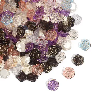 Harz Barock Goldrand Rosen Perlen lose DIY Schmuck Herstellung Handwerk Zubehoer glanzend fein