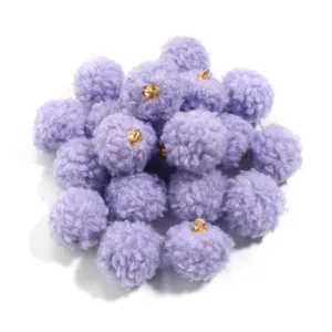 20mm plush pom pom charms with metal loops for handmade DIY jewelry earrings bag accessories.