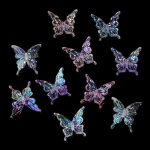 Colorful iridescent acrylic butterfly charms for DIY jewelry making, phone chains and pendants.
