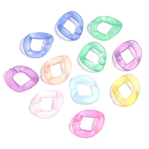 Colorful frosted acrylic open jump rings for DIY glasses chains bag straps accessories detail.