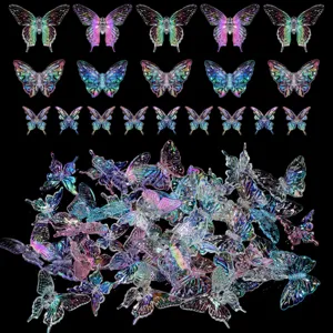Holographic 3D butterfly acrylic charms DIY jewelry pendant accessories set for phone chains