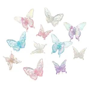 Acrylic 3D Iridescent Butterfly DIY Charms Colorful Phone Chain Pendant Jewelry Accessories
