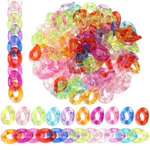 Colorful glitter acrylic open jump rings chains jelly DIY jewelry accessories for bag glasses