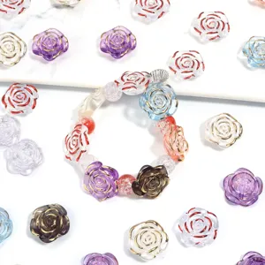 Harz Barock goldgeränderte Rosenblüten lose Perlen und handgefertigtes Armband DIY Zubehör