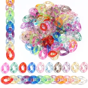Colorful transparent acrylic chain links jelly open jump rings for DIY jewelry accessories making.