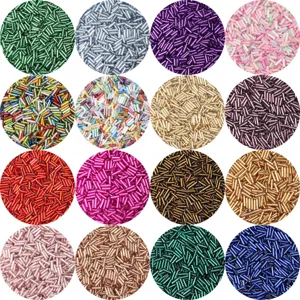 Perline Tubolari in Vetro Perline Bugle per Creazione Gioielli Fai-da-te Bracciale Collana Materiali Multicolore