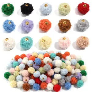 20mm fuzzy pom pom charms with metal loop diy jewelry making bag earrings pendants