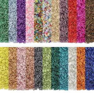 Perline tubolari in vetro da 6mm perle sfuse multicolori per creazione di bracciali e collane DIY