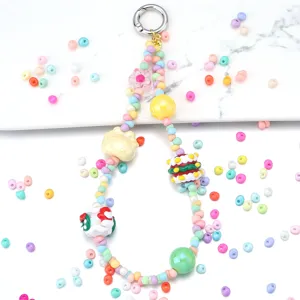 Colorful beaded phone lanyard cute DIY handmade charm strap for stylish bag decoration items