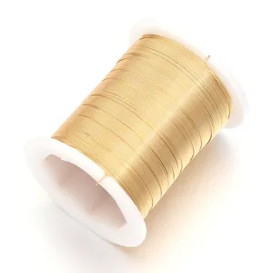 Gold craft wire spool for DIY jewelry making and beading projects, fine metallic wire.
