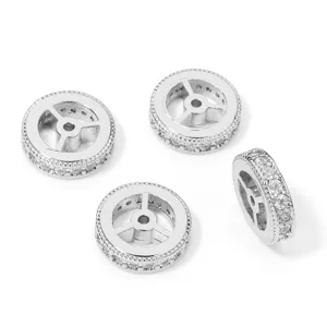 Wheel spacer beads copper inlaid zircon DIY bracelet jewelry accessories detail shot
