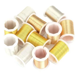 Gold and silver copper wire spools for jewelry making, beading wire craft accessories.