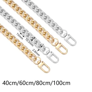 Vervangende metalen tassenketting band met karabijnhaak in goud en zilver voor DIY.