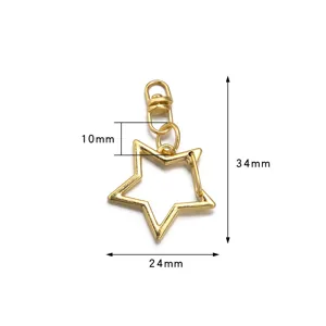 Gold star metal keychain clasp hook DIY jewelry making accessory craft hardware 34mm