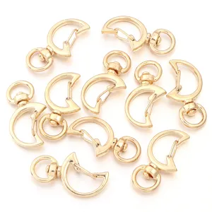 Gold moon swivel lobster clasps for DIY jewelry making, keychain hardware and craft accessories.