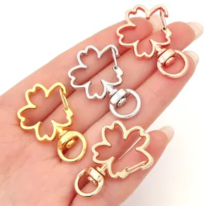 Zinc alloy cherry blossom keychain metal lobster clasp DIY handmade jewelry making accessories